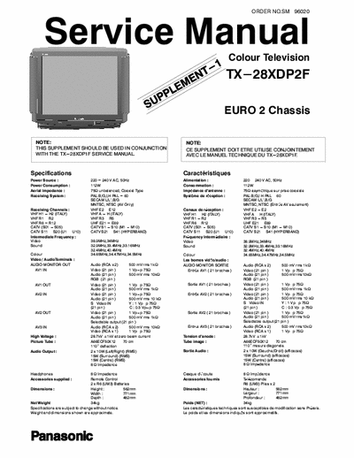 Panasonic TX-28XDP2F PANASONIC TX-28XDP2F
Chassis: EURO 2